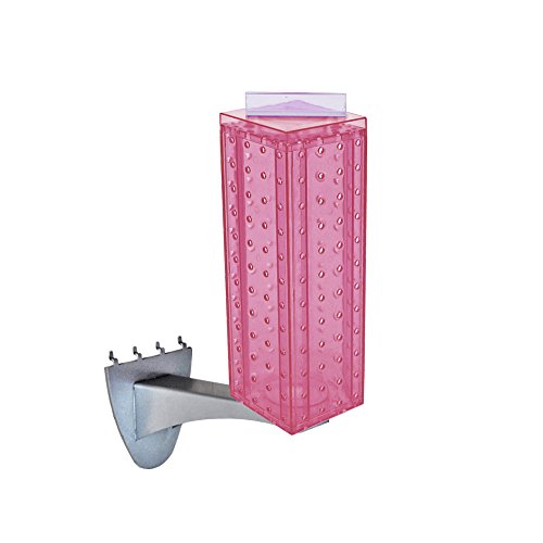 Azar Displays 700231-PNK 4" W x 4" D x 12" H Four-Sided Revolving Pegboard Display with Extension Rod in Translucent Pink - color: Pink