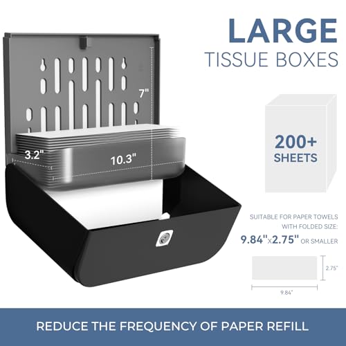Commercial Paper Towel Dispenser Wall Mount C-Fold Multifold Trifold Towels Dispenser for Bathroom，Two Key Lock Design No-Drilling Adhesive & Screws Included, ABS Built (Black-PN6012) - color: Black-pn6012