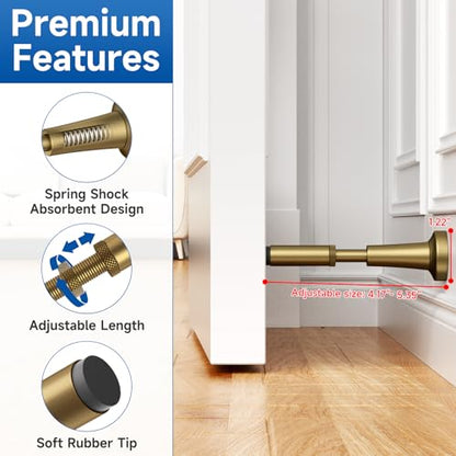 1P Adjustable Spring Door Stop, 4.17-5.35in Long Door Stoppers, Bronze - color: Bronze