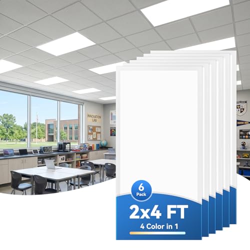 CycevSun 2x4 LED Drop Ceiling Flat Panel Light, 40/50/60W Selectable 6-Pack - size: 2x4 FT