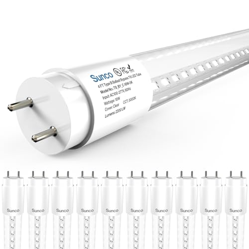 Sunco 10 Pack 4 Foot T8 LED Tube Light Bulbs, 18W, 6000K, Ballast Bypass - size: 10 Pack