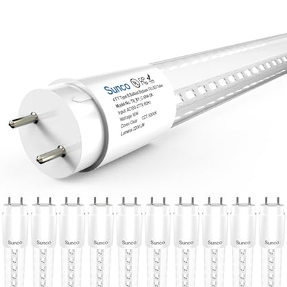 Sunco 10 Pack 4 Foot T8 LED Tube Light Bulbs, 18W, 6000K, Ballast Bypass - size: 10 Pack