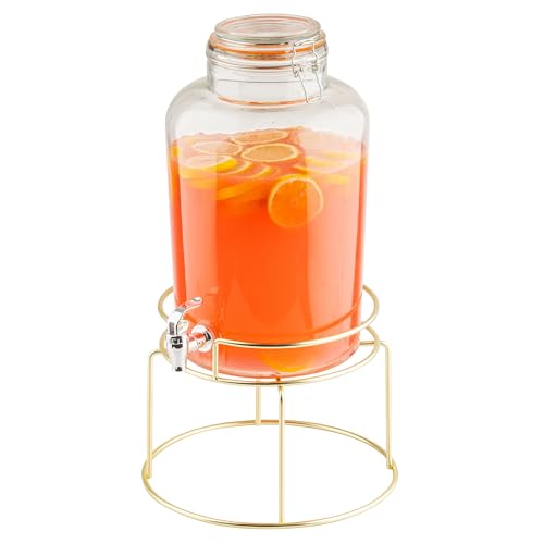 TableCraft Wire Stand for Beverage Dispensers, 11" x 11" x 8", Powder-Coated Gold Steel Elevated Beverage Display Stand with 6 Inch Faucet Clearance, Fits BDG1000, BDG2000, BDG3000, 10090 and 10699