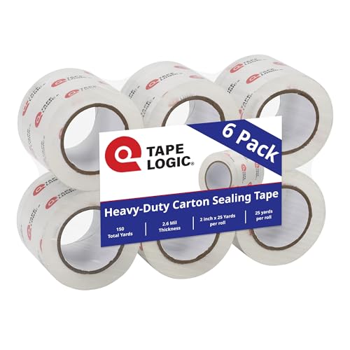 Tape Logic Heavy Duty Packing Tape (6 Refills) – 2.6 Mil Thick Clear Shipping Tape, 2 in x 25 yd, 1.5 in Core – for Dispensers that Fit 1.5 in Cores – Moving, Mailing & Packaging - size: 6 Refills
