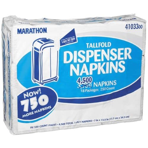 Marathon Tall Fold Embossed Dispenser napkin (18 Pack 250Count Netcount Napkins 4500), 4500Count