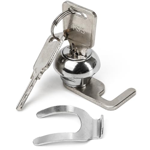 Cash Register Drawer Cam Lock with Quick Clip and 2 Keys – 25.7 x 22mm Replacement Cam Lock Ideal for Cash Boxes, POS Drawers, Gym Lockers, Metal File Cabinets, and Flight Boxes