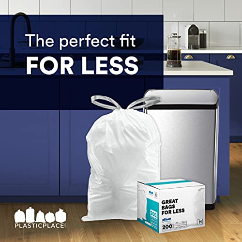 Plasticplace Custom Fit Trash Bags, Compatible with simplehuman Code K (50 Count) White Drawstring Garbage Liners 10 Gallon / 38 Liters 24" x 28" - color: White, size: 50 Count (Pack of 1)