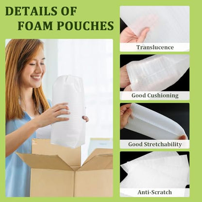 200PCS Foam Pouches with 4 Size (12x12", 10x10", 8x8", 6x6") - color: TW-four-size