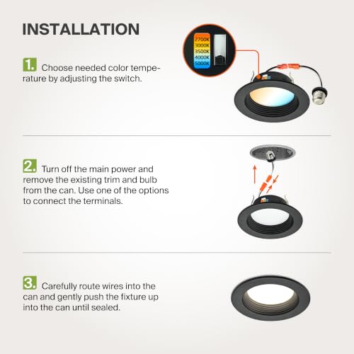 ASD 12 Pack Black 4 Inch Retrofit LED Recessed Light, 5CCT Wafer Lights - color: Black, size: 12 Pack