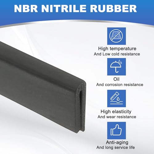 PATIKIL 5/64" Rubber Edge Trim, 6.6 ft Flexible U Channel Flat Bottom - size: 6.6ft x 0.08" x 0.16" x 0.35"