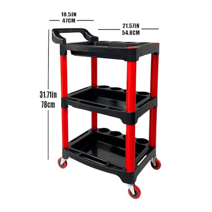 Auto Detailing Cart with Wheels, 3 Tier Rolling Detail Cart - color: Standard