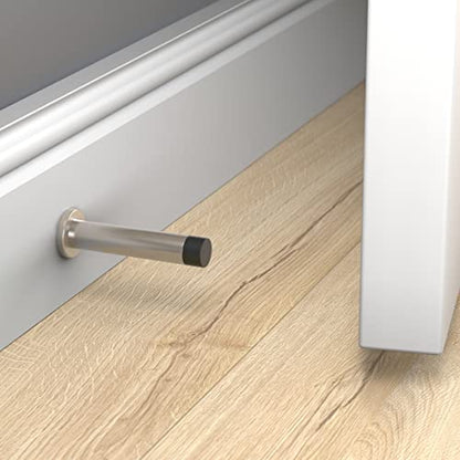 National Hardware N830-522 Cooper Door Stop, 3", Satin Nickel with Matte Black Tip - color: Satin Nickel with Matte Black Tip