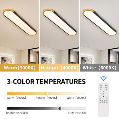ADISUN 39.4in Linear Ceiling Light, LED Flush Mount Ceiling Lamp with Remote Control, Dimmable Color Changing, High CRI Black Gold Modern Lighting Fixture for Kitchen Living Room Bedroom Hallway - color: Black&Gold-39.4inch