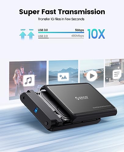 ORICO External Hard Drive Enclosure for 3.5 2.5 Inch SATA SSD HDD, up to 20TB Capacity, USB 3.2 Gen 1 High Transmission Speed, UASP and Trim Enabled, Compatible with WD Seagate Toshiba Samsung