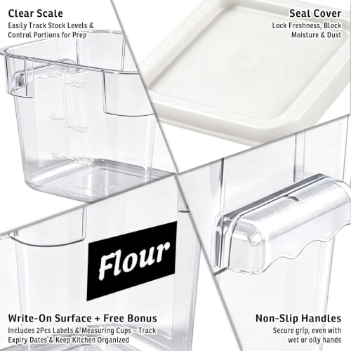 4 Pack 6QT Commercial Clear Food Storage Containers with Lid, NSF - color: White, size: 6Qt-4 Pack