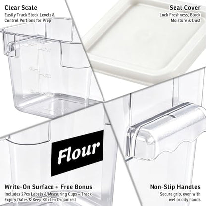 4 Pack 6QT Commercial Clear Food Storage Containers with Lid, NSF - color: White, size: 6Qt-4 Pack