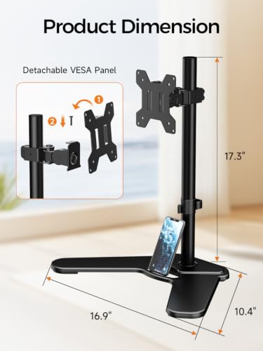 Suptek Single Monitor Mount, Adjustable Monitor Desk Mount for Fully Adjustable Stand 1 / Single Screen up to 32 inches (ML97401SEY) - size: Single Monitor Mount, style: Free standing