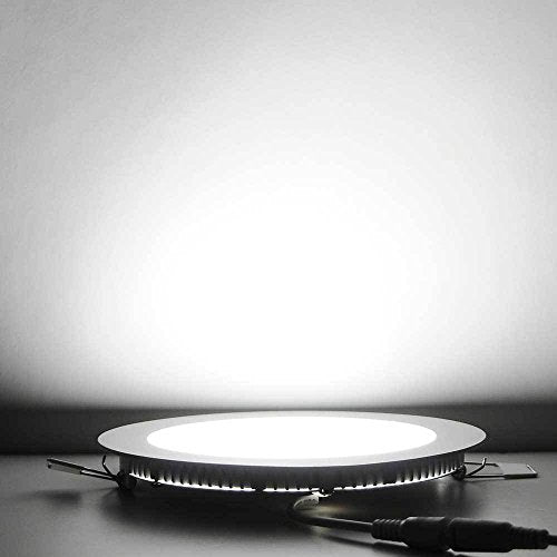 12W 6-inch Ultra-Thin Round LED Recessed Ceiling Panel Down Light with Driver, 1,000 Lumens, 80W Incandescent Equivalent, Home, Office, Commercial Lighting - Pack of 10, 6000K Cool White - color: 6000K - Cool White