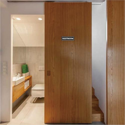 Restroom Sign - Bathroom Sign, Premium Durable Acrylic Material, Super Strong Self-Adhesive, Quick Installation, Suitable For Your Home And Business (9×3 Inches, Black/White) - color: Black/White - Restroom