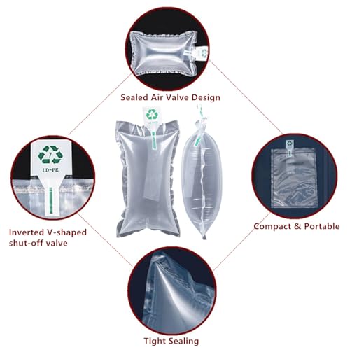 50 Pieces Packaging Air Bags, Clear Air Bubble Bag Air Cushions Buffer Bags Inflatable Air Packaging Protector Bag with Free Pump, 4x6 Inches