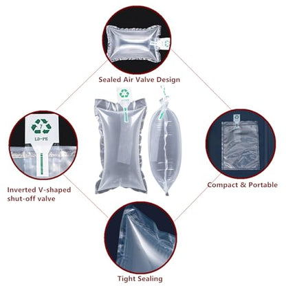 50 Pieces Packaging Air Bags, Clear Air Bubble Bag Air Cushions Buffer Bags Inflatable Air Packaging Protector Bag with Free Pump, 4x6 Inches