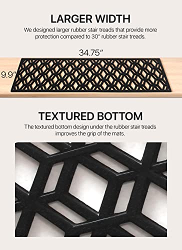 Rubber Stair Treads Non-Slip Outdoor 35”x10” (5-Pack) – Hexagon Anti-Slip Step Mat - size: 35" X 10", style: Hexagon