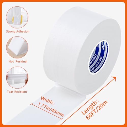 ZOMPAGO Duct Tape for Window Sealing,Draft Seal Weather Strip 1.8inx66FT - color: White Tape, size: 1.8inx66FT