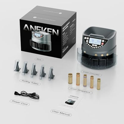 Aneken Coin Counter & Sorter for U.S. Coins, 3.5-Inch TFT Display