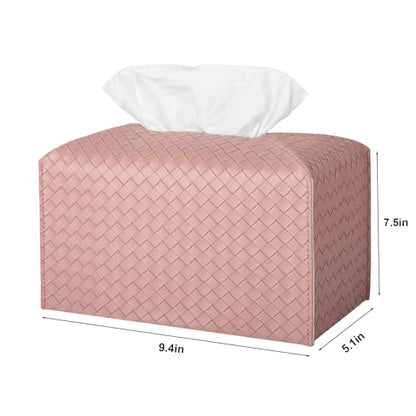 Tissue Box Cover Rectangle Leather Facial Paper Holder, Pink - color: Pink, size: rectangle
