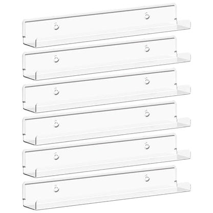 Lifewit Narrow Acrylic Floating Shelves for Vinyl Record 12", Clear 6 Pack