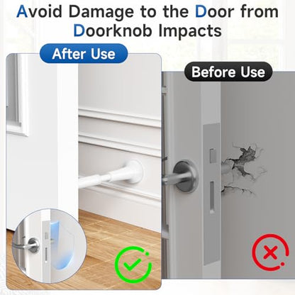 1P Adjustable Spring Door Stop, 4.17-5.35in Long Door Stoppers, White - color: White