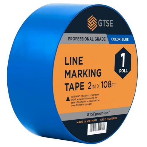 GTSE - Blue Vinyl PVC Floor Tape 2 inch x 108ft Safety Marking Tape - color: Blue, size: 2" x 108 ft