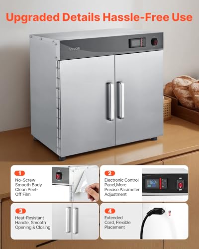 VEVOR Commercial Electric Food Warmer 4-Tier Stainless Steel Double-Door - size: 4-Layer