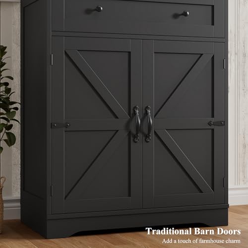 HOSTACK 71" Kitchen Pantry Storage Cabinet, Farmhouse Pantry Cabinet, Black - color: Black