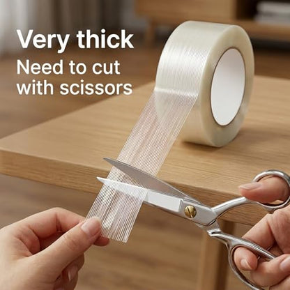 Heavy Duty Clear Packing Tape, 2 Inch x 35 Yards 2 Rolls Strapping Tape, 5.5 Mil Reinforced Fiberglass Tape for Heavy Carton Sealing, Transparent Filament Tape for Bundling and Shipping - size: 2Roll: 2 Inch x 35y