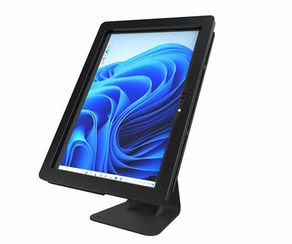 Anti-Theft Acrylic Case with 360 Rotate 180 Swivel Metal Desktop Stand & 90-Degree USB C Cable for MS Surface Tablet (Black, Surface Pro 12) - color: Black, size: Surface Pro 12
