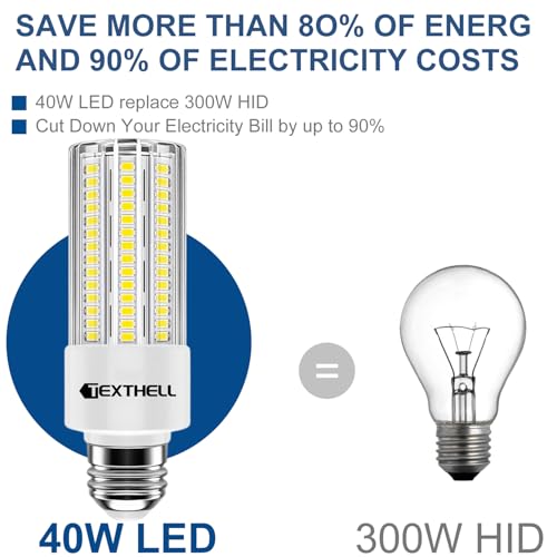 40W LED Light Bulb 5000 Lumens Corn Light Bulbs 300W Equivalent E26 Base Led Corn Light 5000K Daylight White Bright for Home Bedroom Kitchen Living Room Office 2 Pack