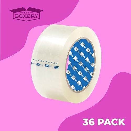 The Boxery 2" x 55 Yards Clear Packing Tape – 36 Roll Carton – Warehouse Grade Adhesive for Shipping, Moving & Packaging – Standard Strength 1.85 Mil Box Sealing Tape - color: Clear, size: 2"x55 yds - 1.85 mil.