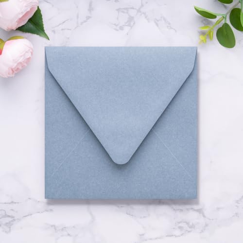 PONATIA 50 PCS/Pack Square Envelopes, Euro Flap Dusty Blue Envelopes - color: Dusty Blue