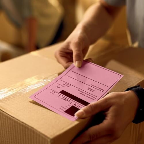 Pink Thermal Labels 4 × 6 Inch Waterproof Vinyl Stickers 250 PCS - color: Pink