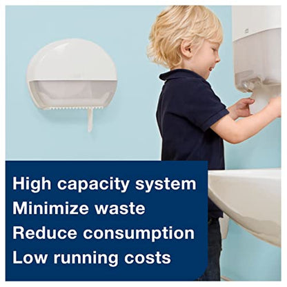 Tork Mini Jumbo Toilet Paper Roll Dispenser White T2, 555020A