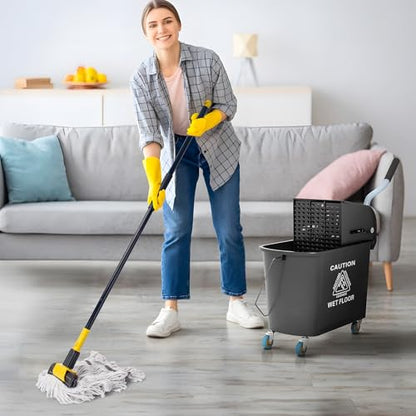 KeFanta 60" Heavy Duty Commercial Mops,Looped-End String Industrial Mop - size: 1 large industrial mop - Yellow