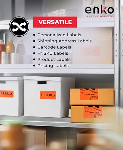 enKo 30256 6 Rolls | 1800 Orange Direct Thermal Labels (2-5/16 x 4 in) - color: Orange