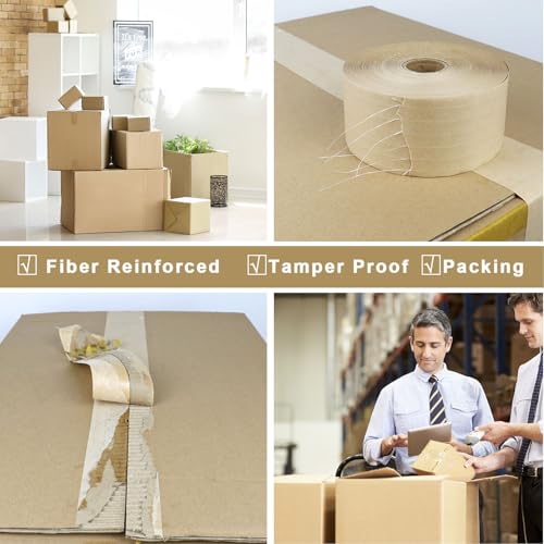 BOMEI PACK Reinforced Water Activated Gummed Kraft Paper Tape, 2 Pack 2.75 inch x 380 ft, for Heavy Duty Secure Packing Shipping - size: 2Rolls (2.75in x 380feet)
