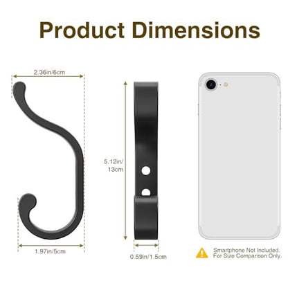 Coat Hooks Wall Mount,Heavy Duty Wall Hooks for Backpack,Towel,Black 4 Pack - color: Black, size: 4 Pack