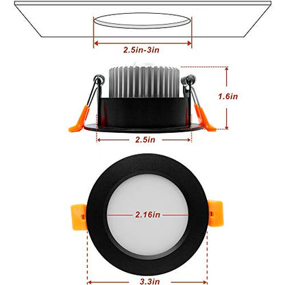 3 Inch LED Recessed Lighting, Dimmable Downlight 5W (40W Halogen Equivalent), CRI 80, 3000K Warm White Ceiling Light with LED Driver (4 Pack) - color: 3000k (Warm White), size: Black-3Inch-4Pack