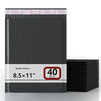 8.5x11 Inch Bubble Mailer 40 Pack, Waterproof Padded Envelopes with Strong Self-Seal Adhesive, Cushioning Shipping Bags with Bright Color for Small Business - Solid Black - color: Solid Black