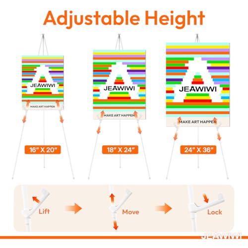 JEAWIWI 3 Pcs Lightweight Easel Stand, 66 Inch, White, with Portable Bags - color: White, size: 3 PCS