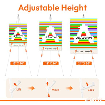 JEAWIWI 6 Pcs Lightweight Easel Stand, 66 Inch, White, with Portable Bags - color: White, size: 6 PCS