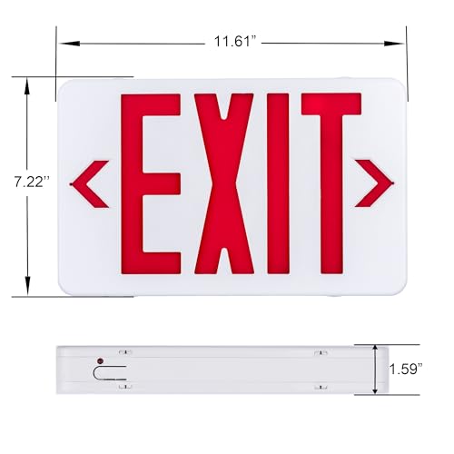 Gruenlich Emergency Exit Sign for Business, Battery Backup, 6 Pack - size: 6-Pack